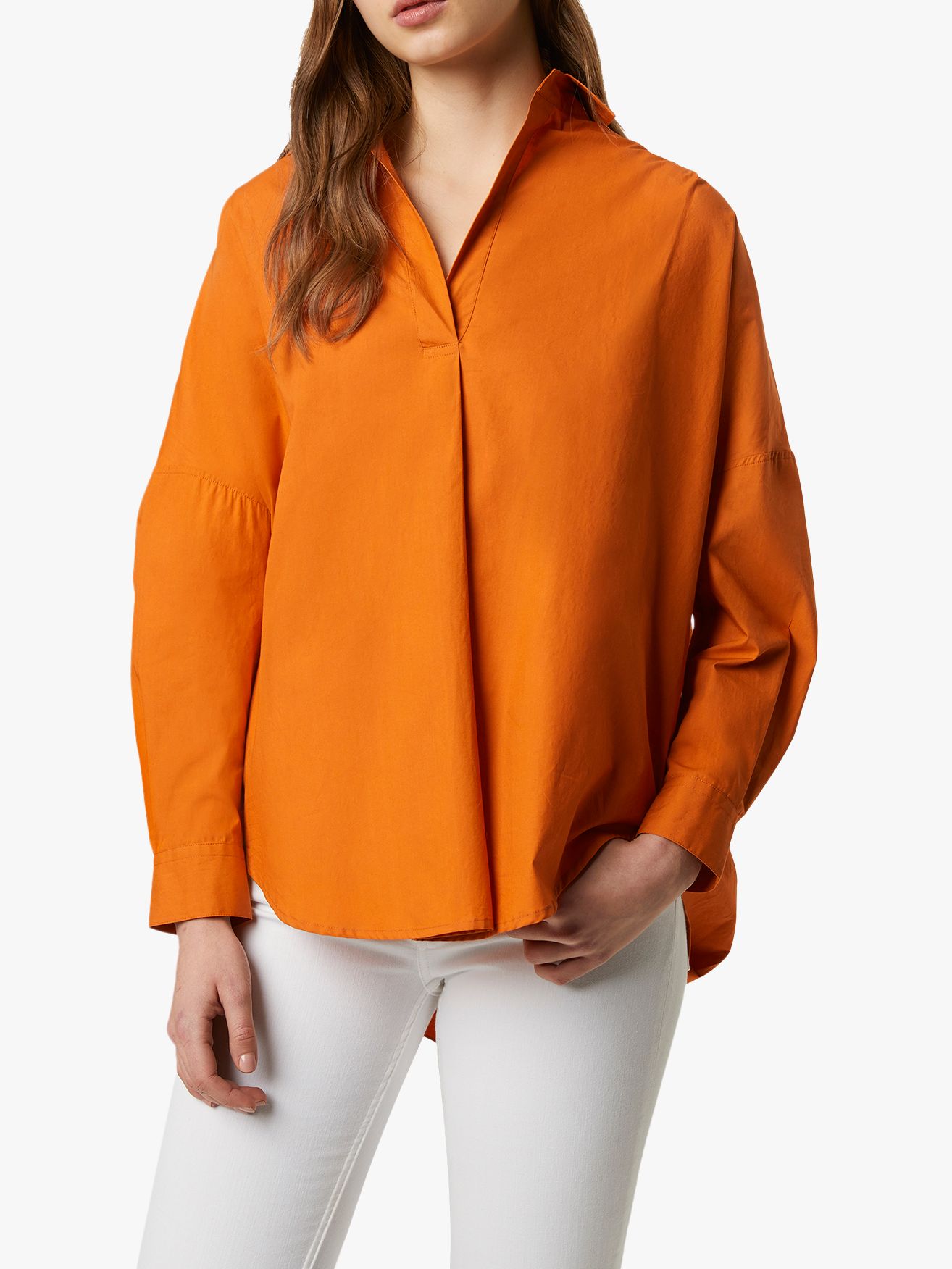 French Connection Rhodes Poplin Shirt, Orange at John Lewis & Partners