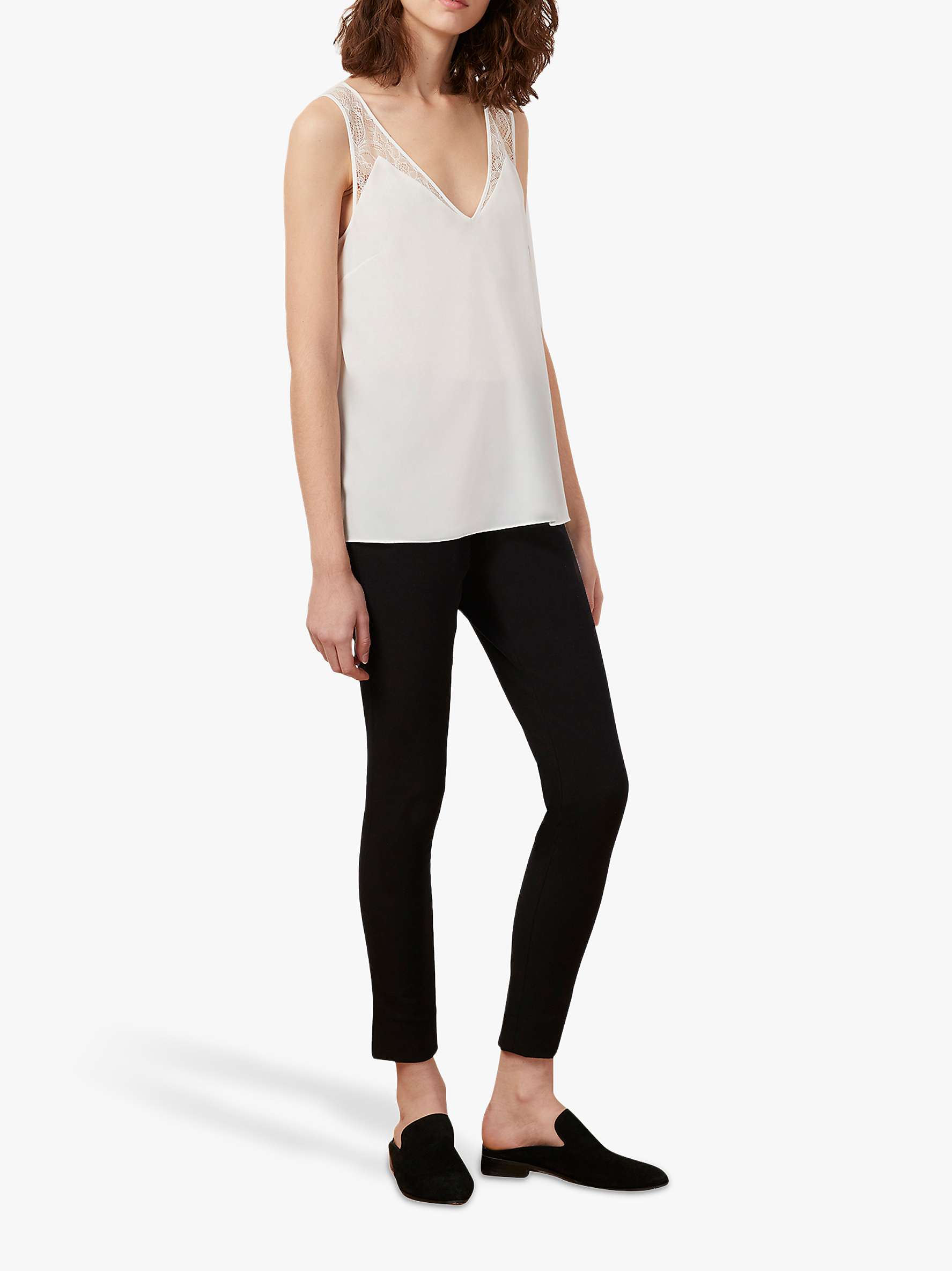 Buy French Connection Crepe Lace Trim Vest, Winter White Online at johnlewis.com