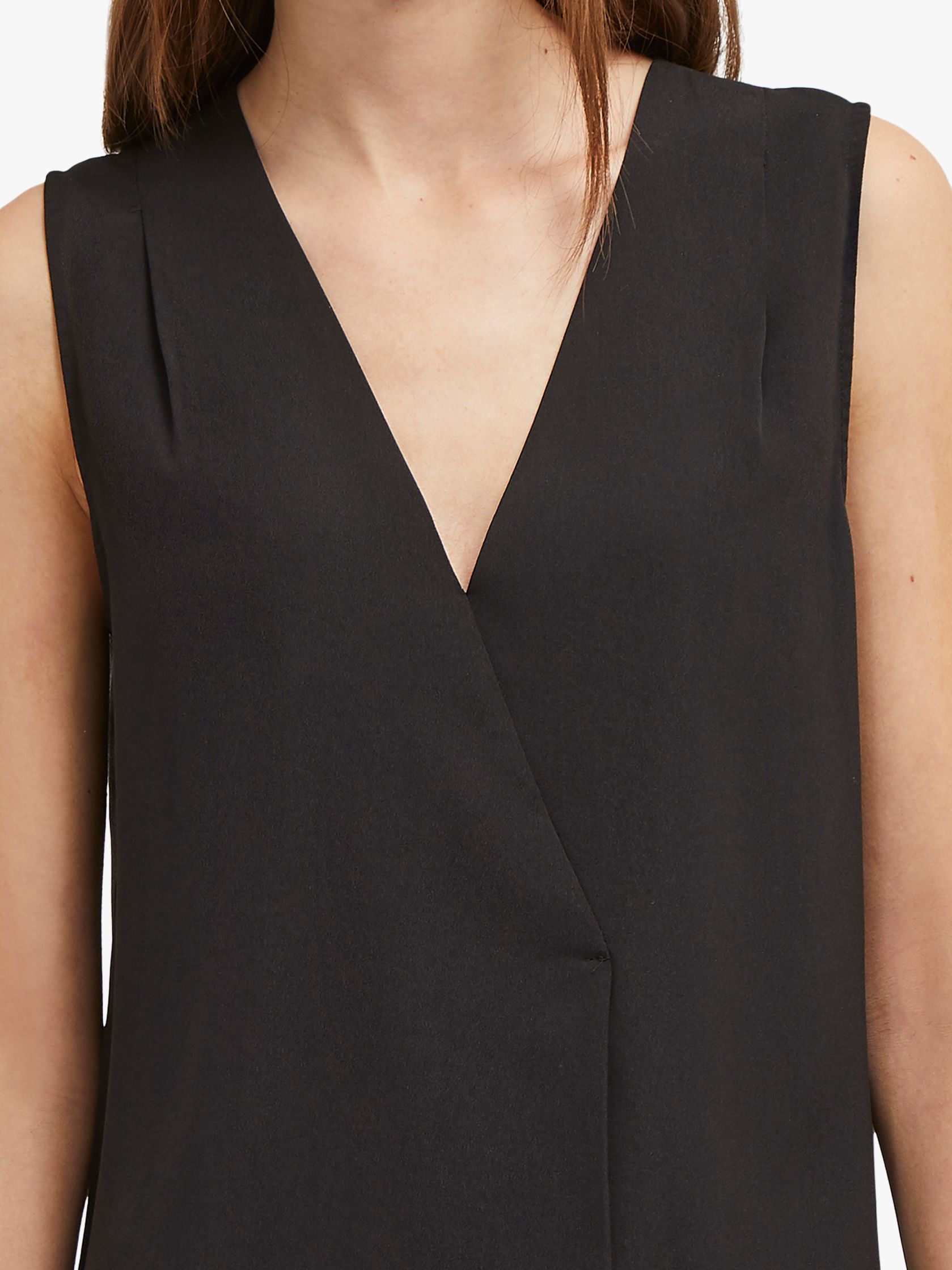 French Connection Crepe Cross Over V-Neck Sleeveless Top, Black at John ...