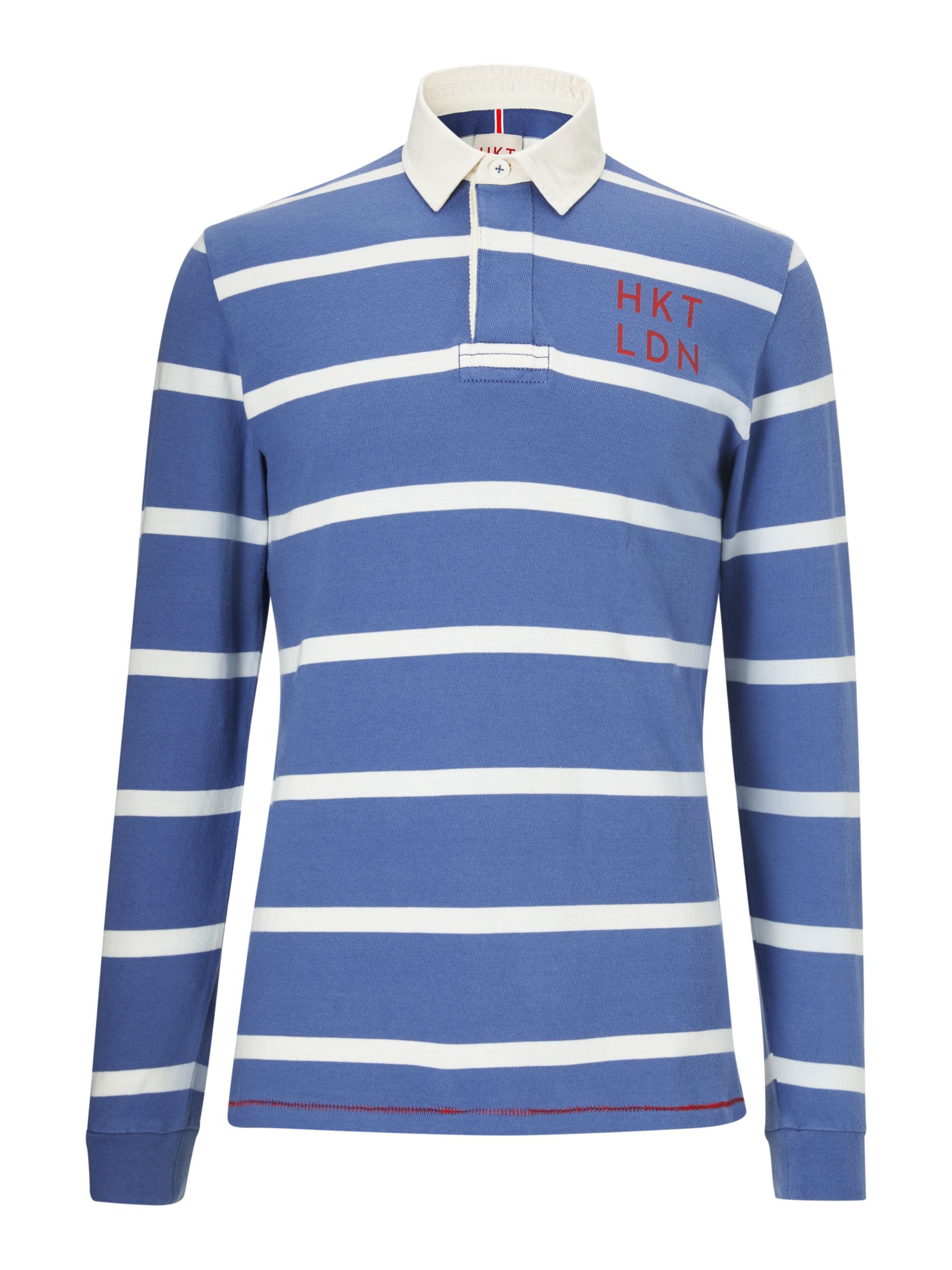 HKT Nautical Stripe Cotton Rugby Shirt, Petrol at John Lewis & Partners