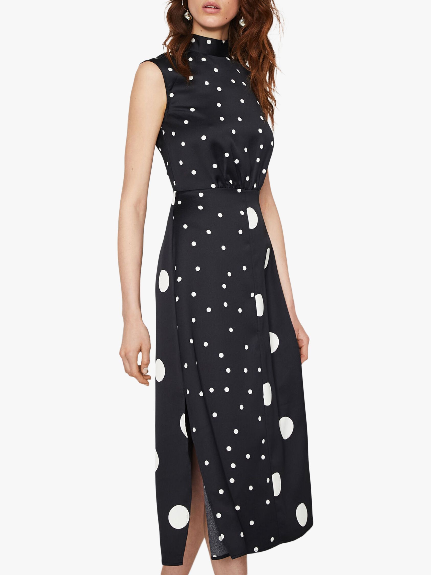 warehouse black polka dot dress