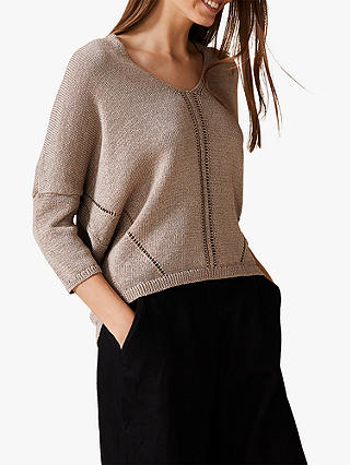 Phase Eight Tatienne Tape Knit, Pebble