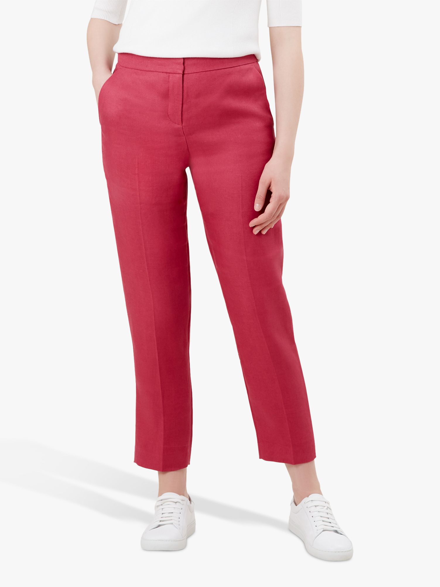 Hobbs Anthea Linen Trousers, Raspberry Pink