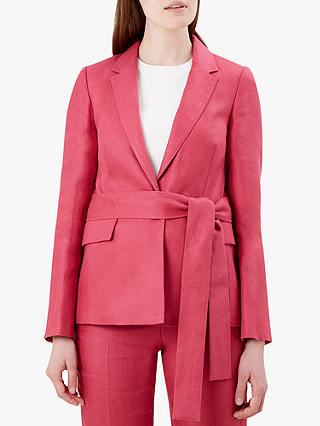 Hobbs Anthea Linen Jacket, Rasberry Pink