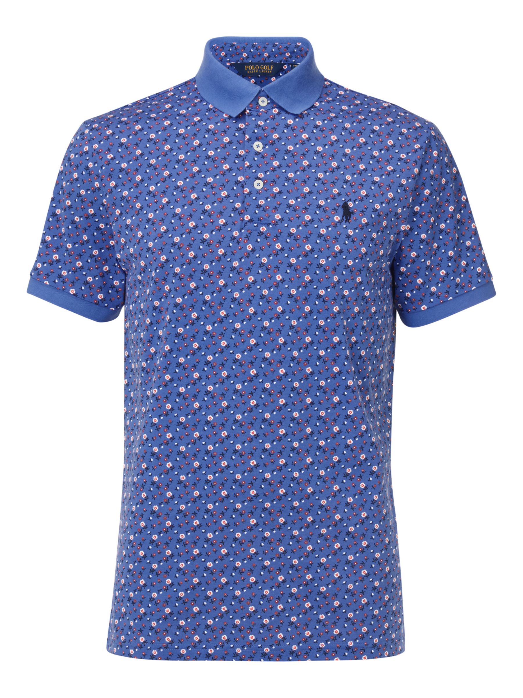 Polo Golf by Ralph Lauren Short Sleeve Floral Print Polo Shirt, Blue/Multi