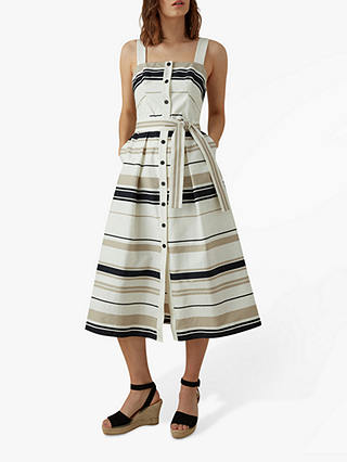 Karen Millen Stripe Day Dress, Black/White