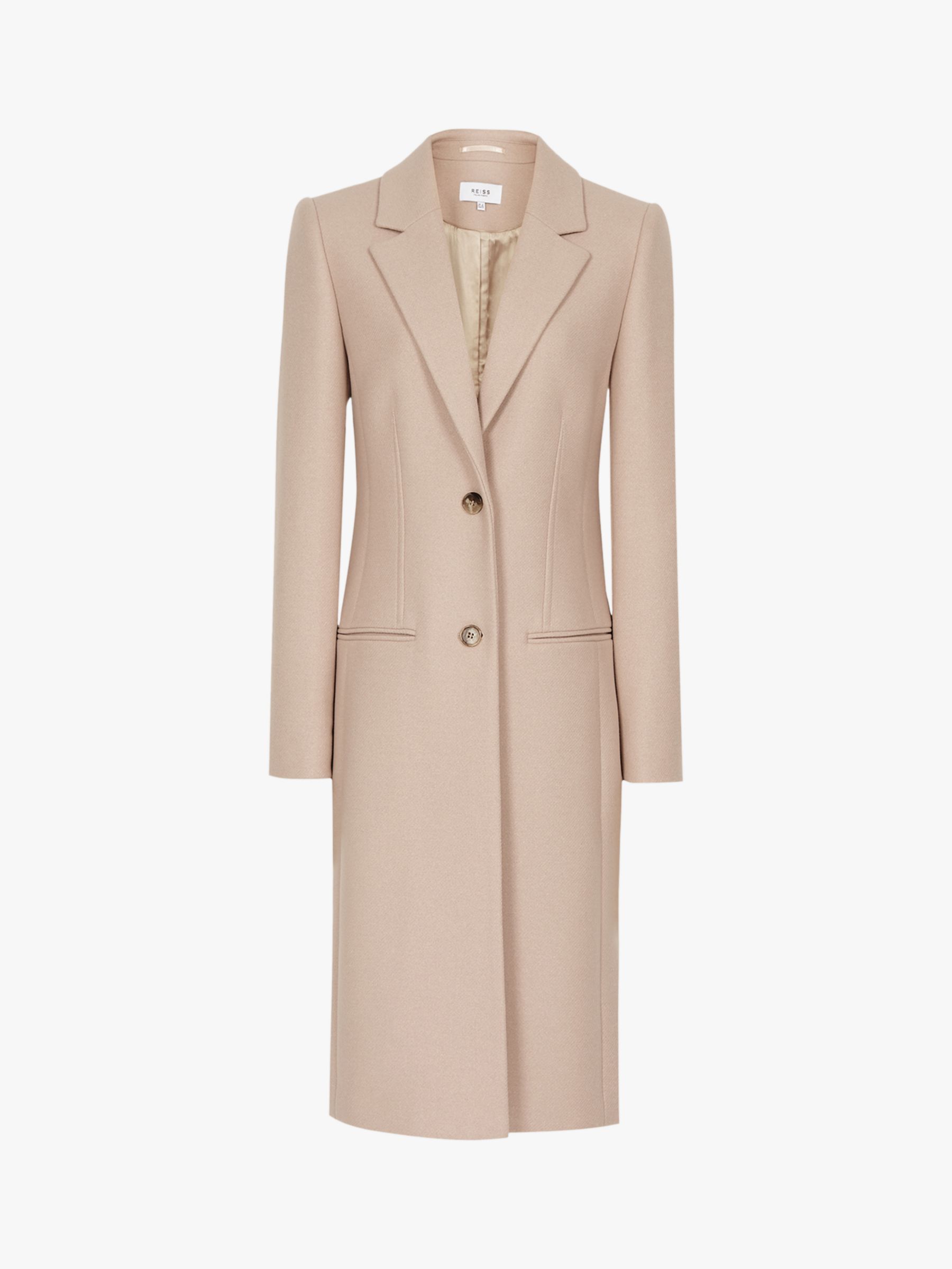 Reiss Pembury Wool Blend Coat, Pale Pink at John Lewis & Partners