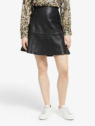 Numph Mayim Leather Skirt, Caviar