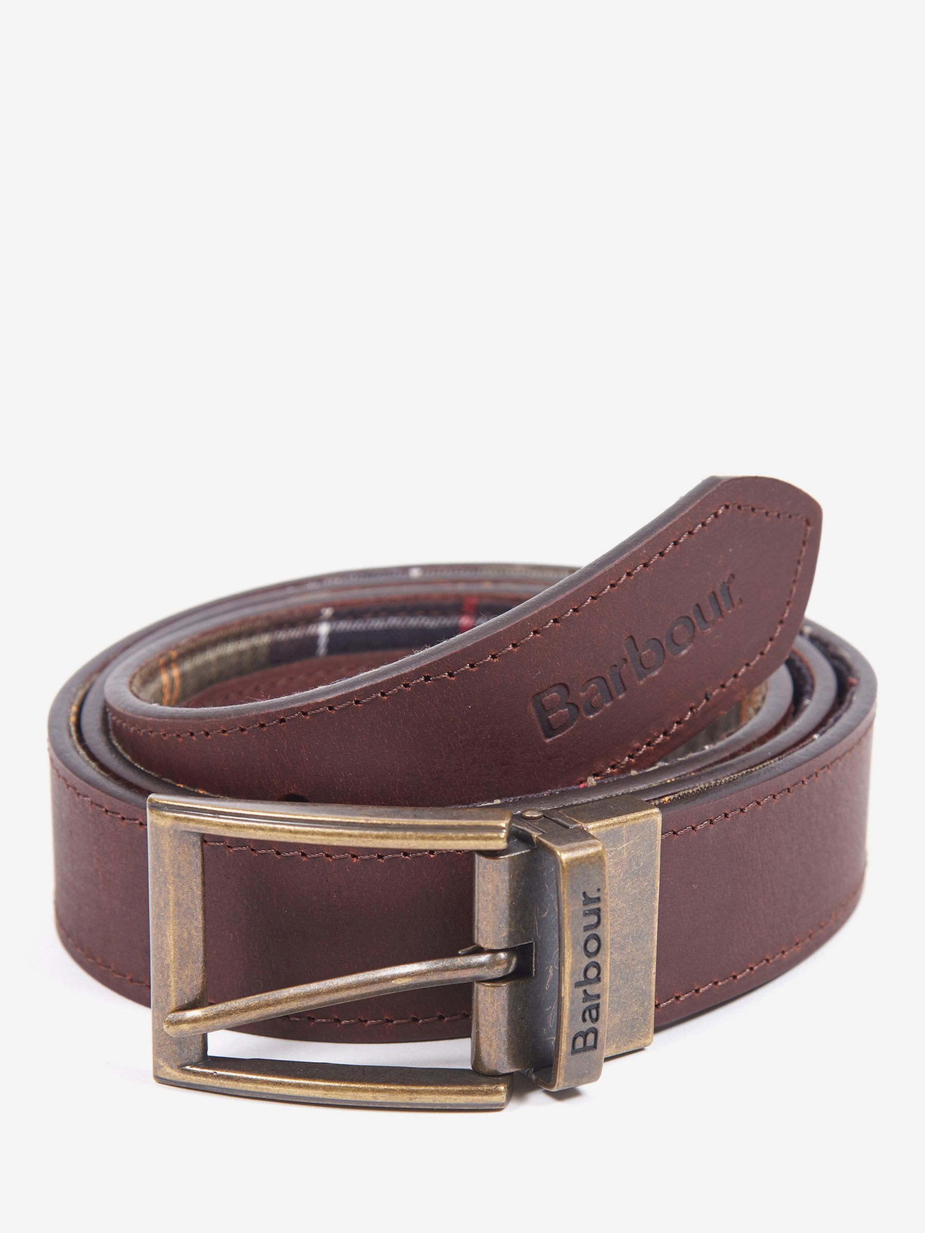 Barbour Reversible Leather Belt, Brown 