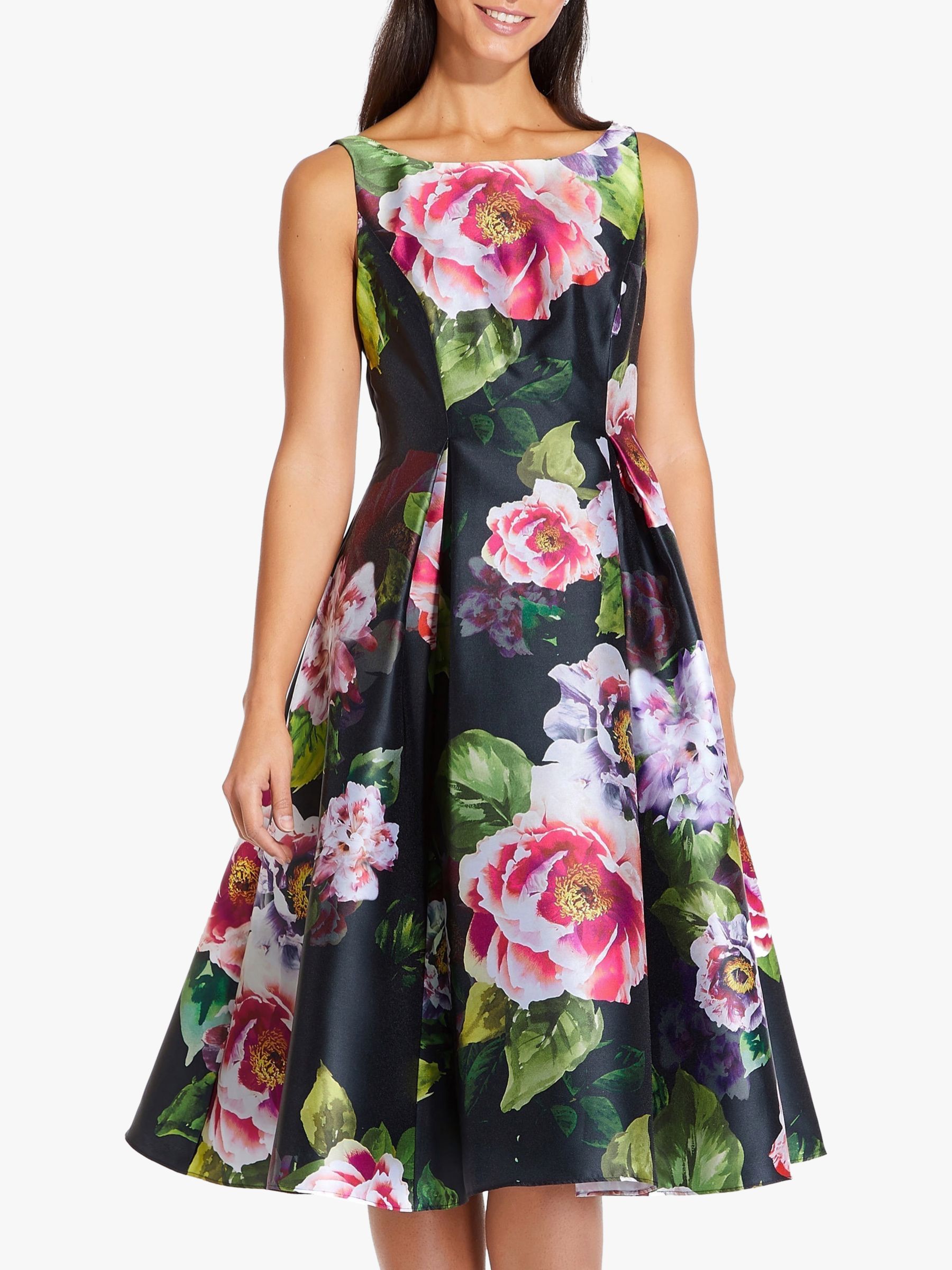 adrianna papell black floral dress