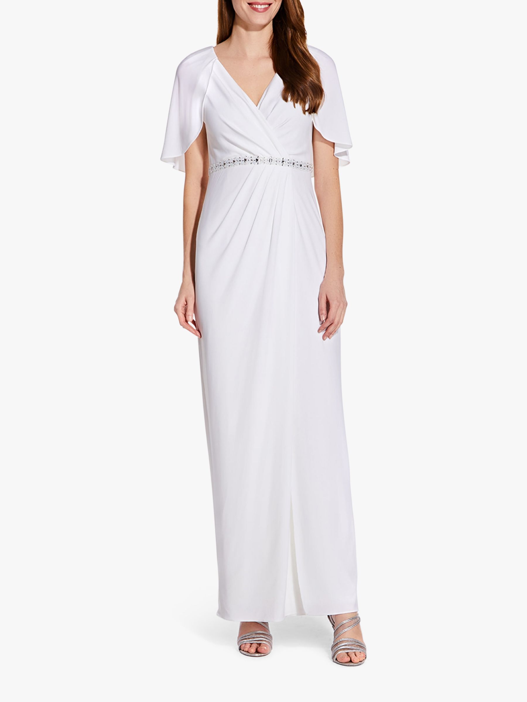 Adrianna Papell Embellished Drape Jersey Maxi Dress, Ivory