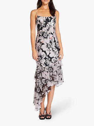 Adrianna Papell Bias Cut Floral Dress, Blush/Black