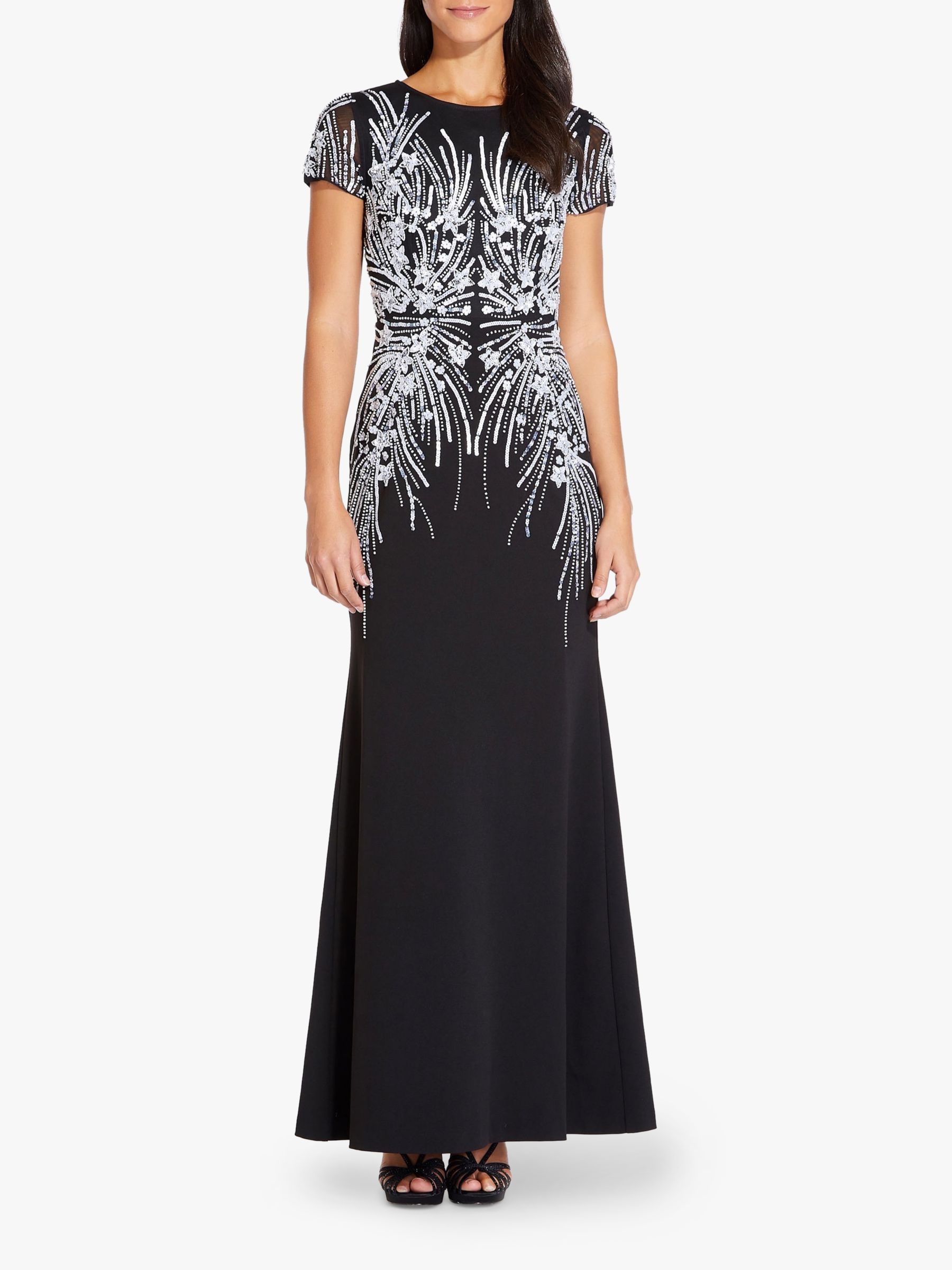Adrianna Papell Beaded Mermaid Dress, Black/Ivory