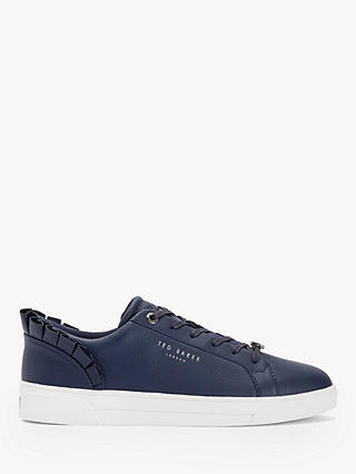 Ted Baker Astrina Leather Ruffle Trim Trainers, Navy