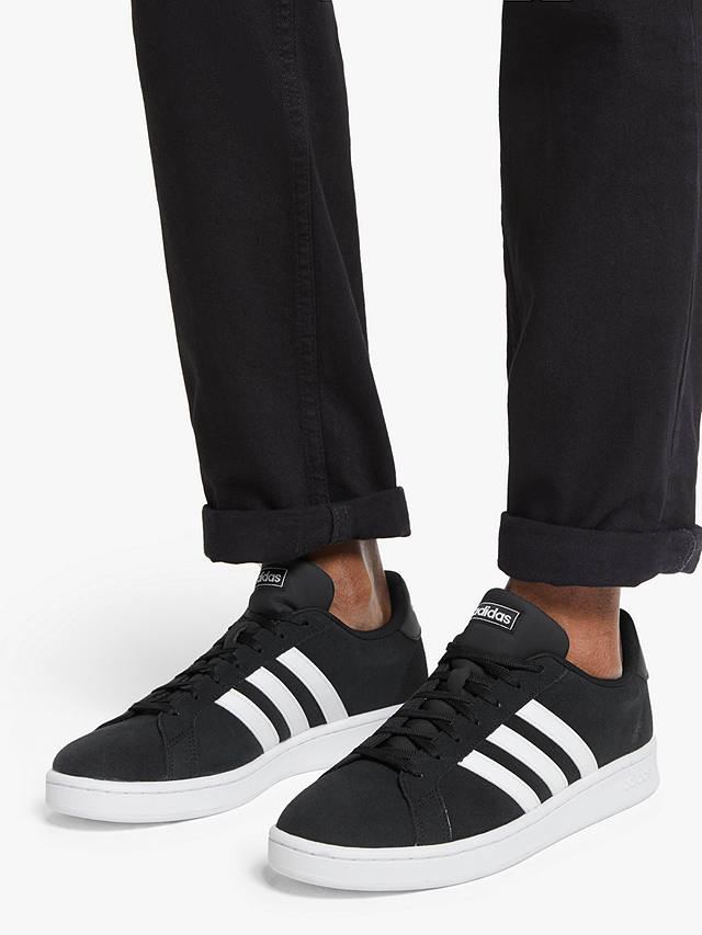 adidas Grand Court Men's Suede Trainers, Core Black/FTWR White at John ...