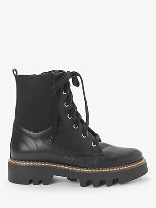 Kin Pine Leather Lace Up Chunky Boots, Black
