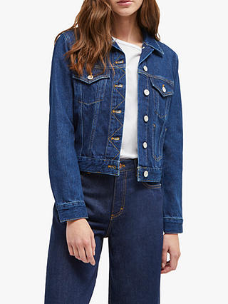 French Connection Macee Micro Western Denim Jacket, Mid Blue