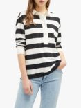 French Connection Cotton Linen Stripe Shirt, Black/Classic Cream