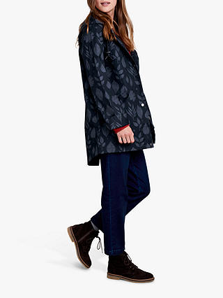 Seasalt RAIN® Collection Bowsprit Floral Print Waterproof Jacket, Pressed Leaves Dark Night