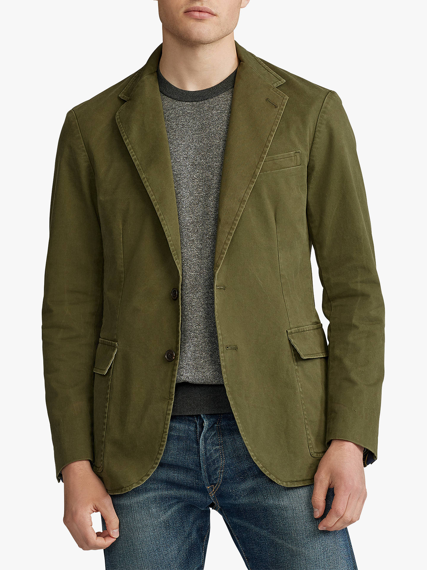 Polo Ralph Lauren Cotton Stretch Chino Jacket, Company Olive at John ...