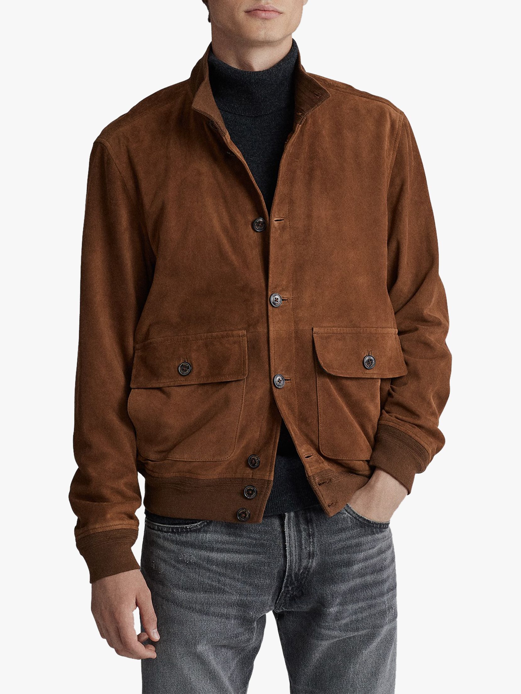 polo ralph lauren brown suede jacket