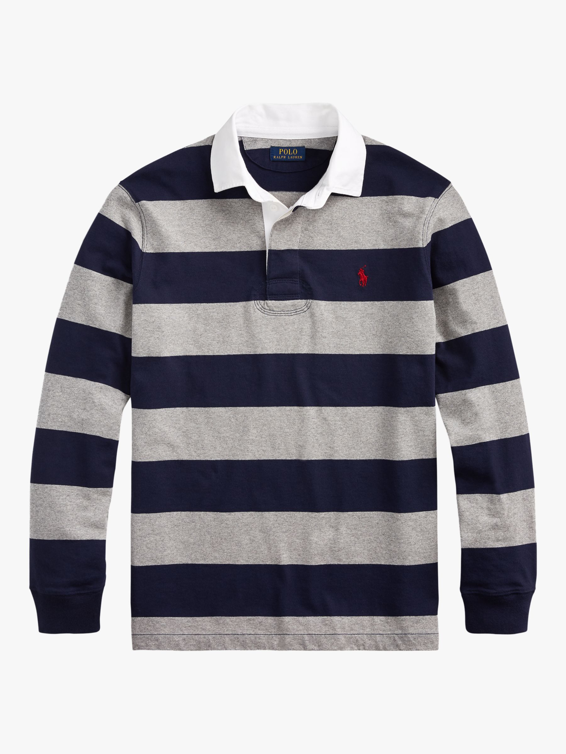 Polo Ralph Lauren Stripe Rugby Shirt, League Heather/Navy, XXL