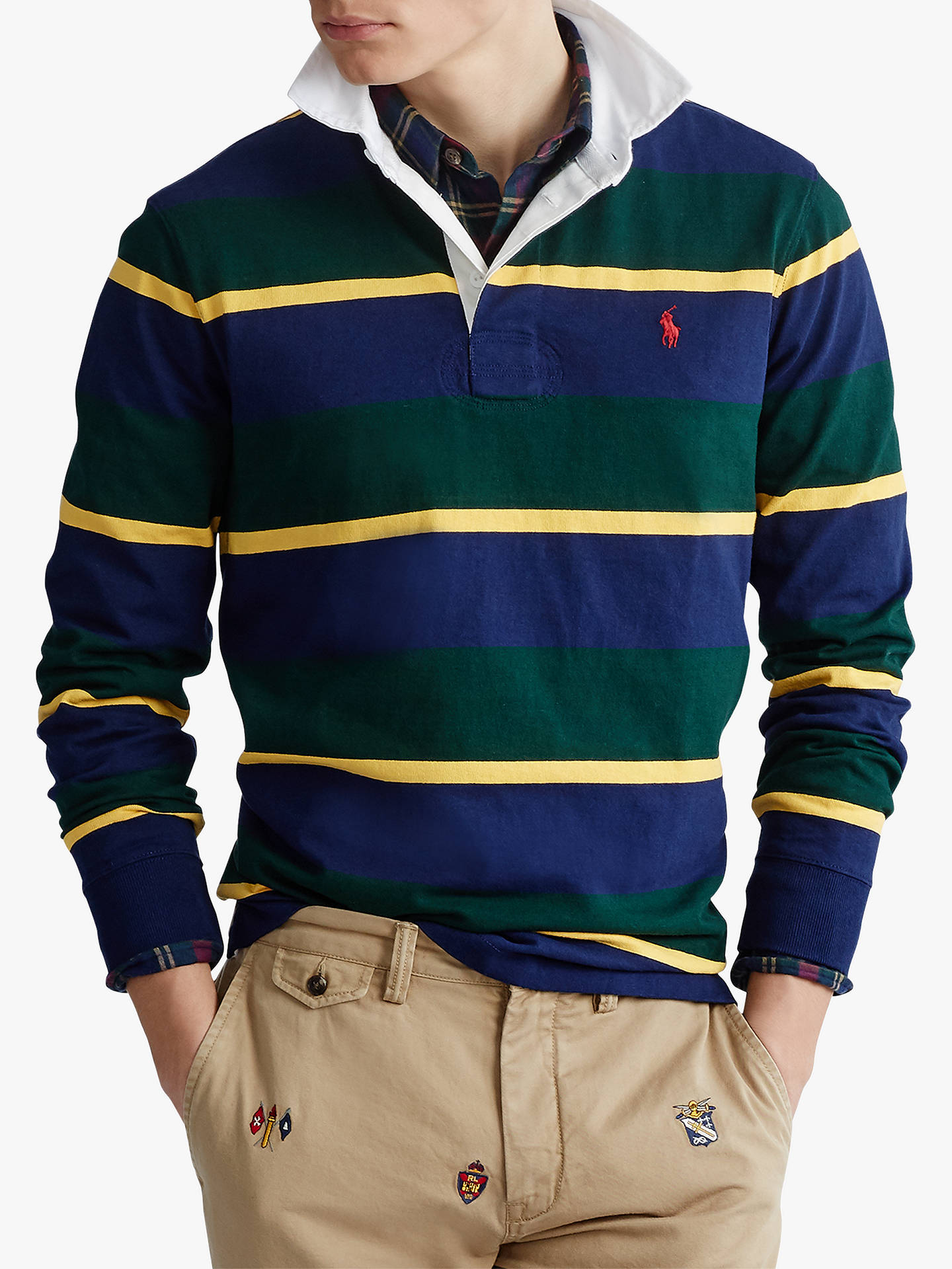 Polo Ralph Lauren Stripe Rugby Shirt, College Green Multi at John Lewis ...