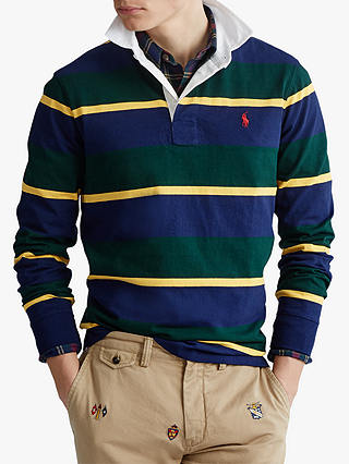 Polo Ralph Lauren Stripe Rugby Shirt, College Green Multi
