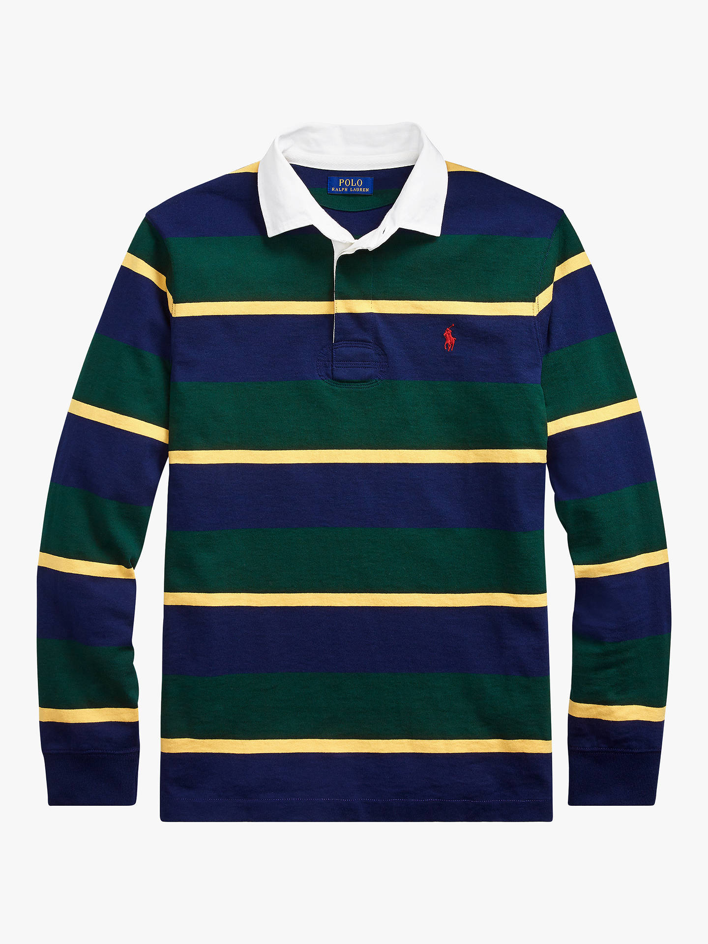 Polo Ralph Lauren Stripe Rugby Shirt, College Green Multi at John Lewis
