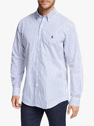 Polo Ralph Lauren Regular Fit Stripe Shirt, White/Sky Blue