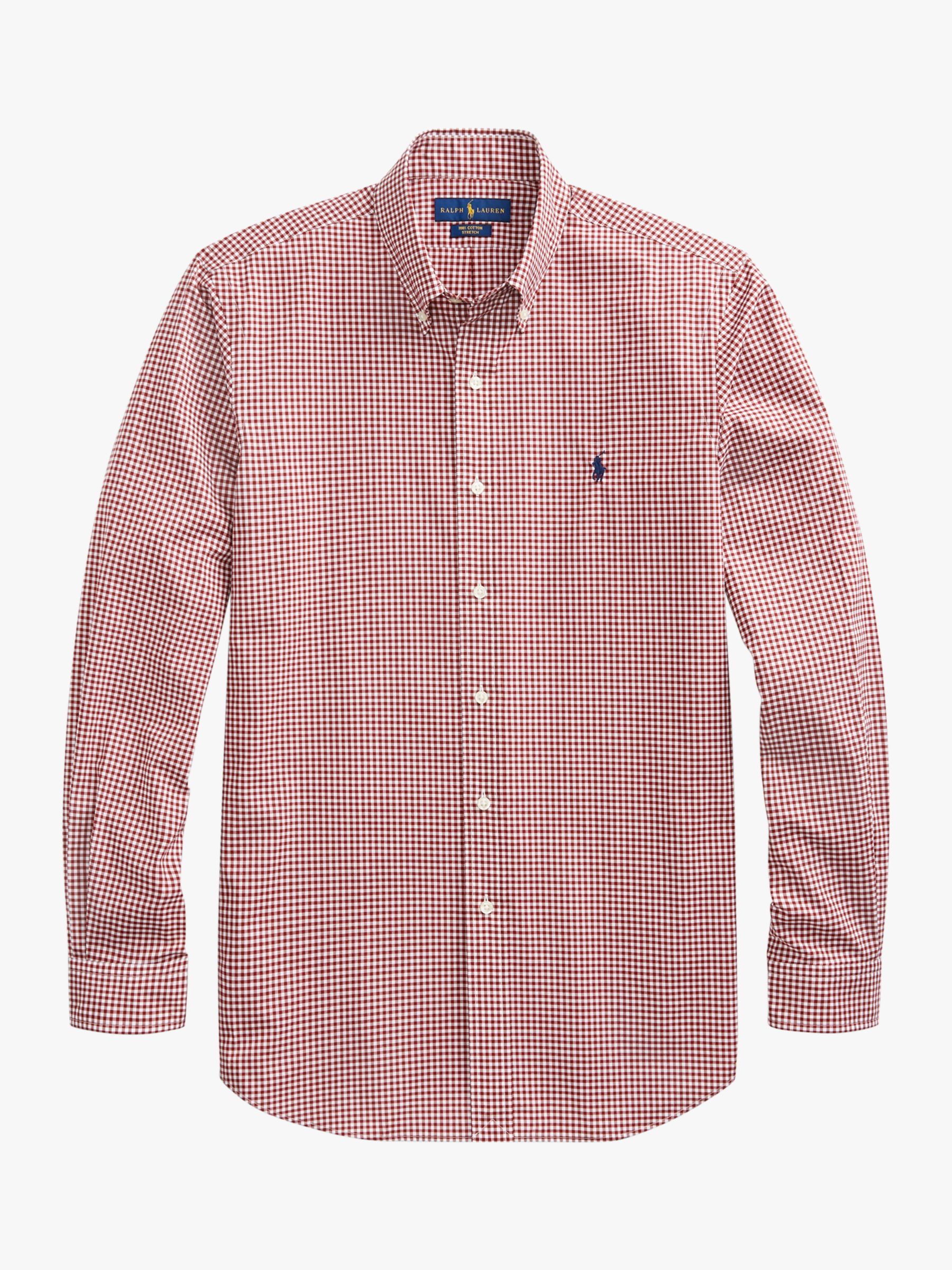 Polo Ralph Lauren Classic Fit Gingham Shirt, Burgundy/White