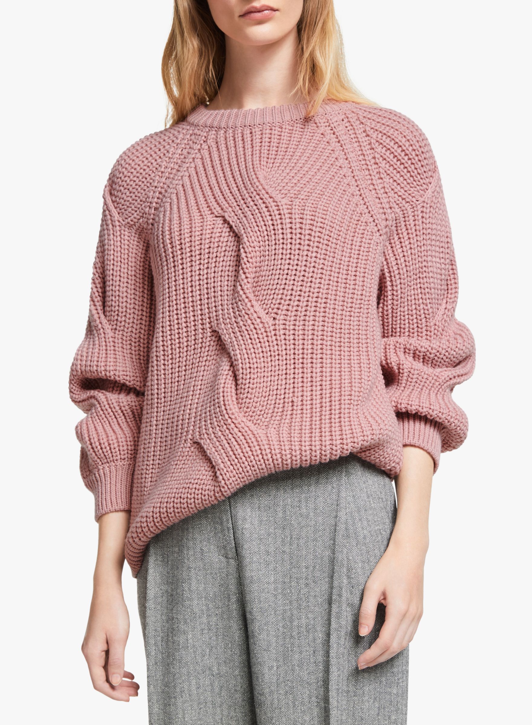 John Lewis & Partners Cable Knit Front Sweater