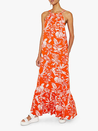 Warehouse Jungle Print Maxi Dress, Orange