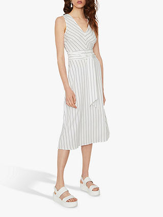 Warehouse Stripe V-Neck Dress, Neutral Stripe