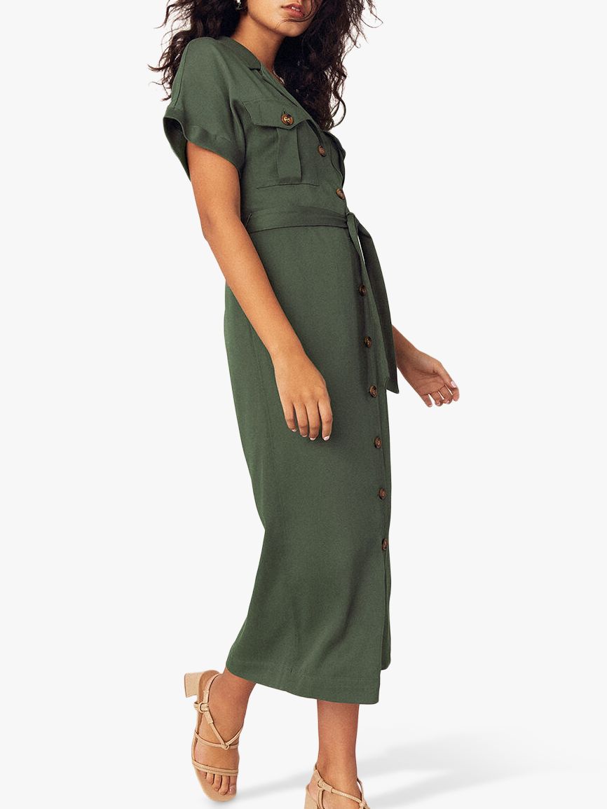 khaki safari dress with sleeves