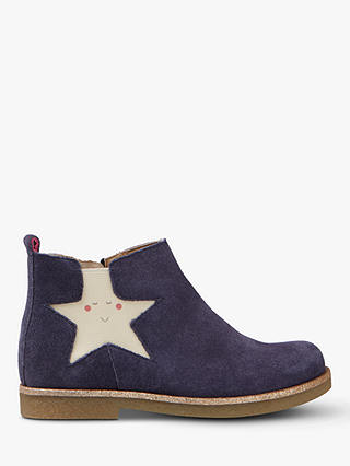 Little Joule Children's Smiling Star Leather Boots, Navy
