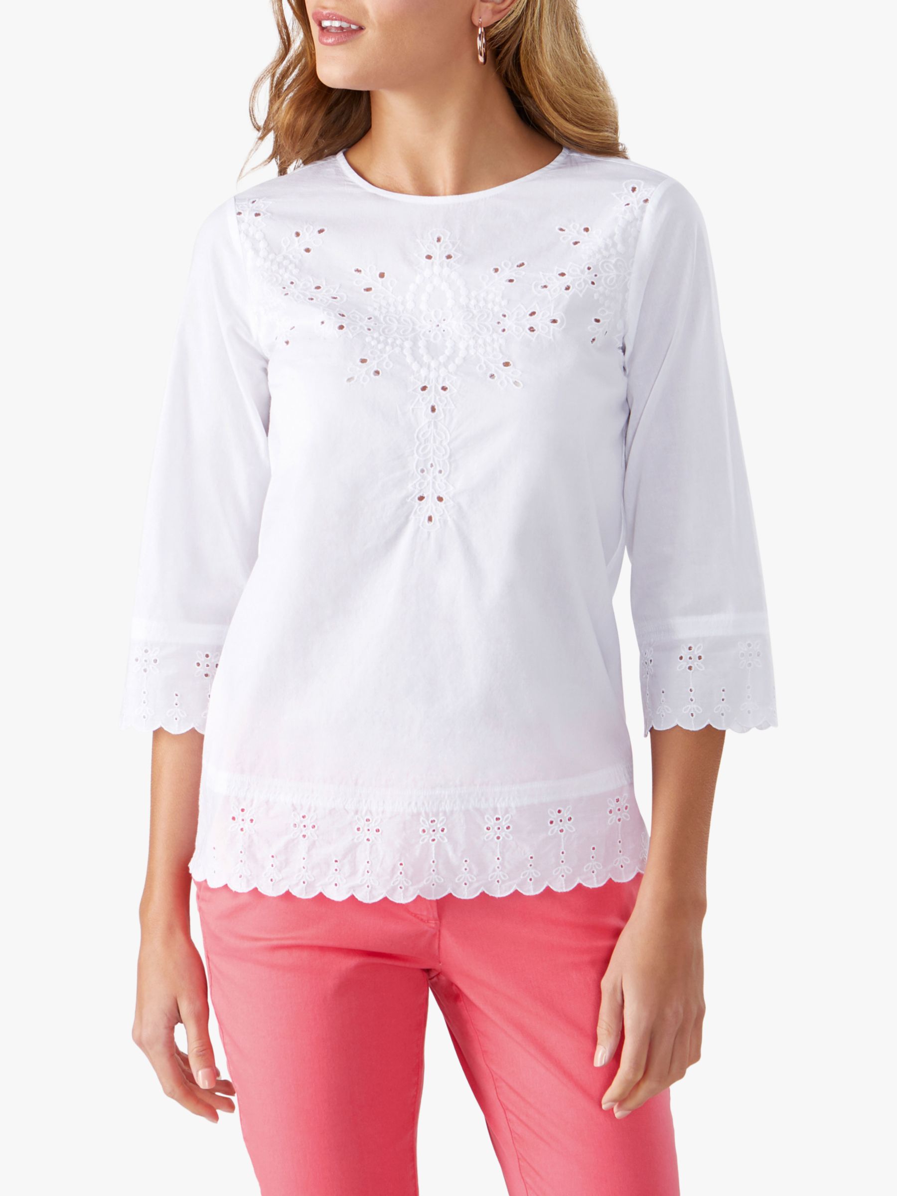 Pure Collection Embroidered Blouse, White