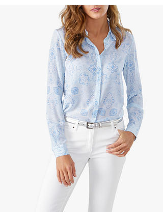 Pure Collection Washed Silk Blouse, Soft Blue Tile