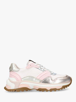 Coach C143 Leather Lace Up Trainers, Pink/Multi