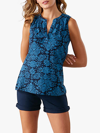 Pure Collection Abstract Print Sleeveless Top, Ornate Tile