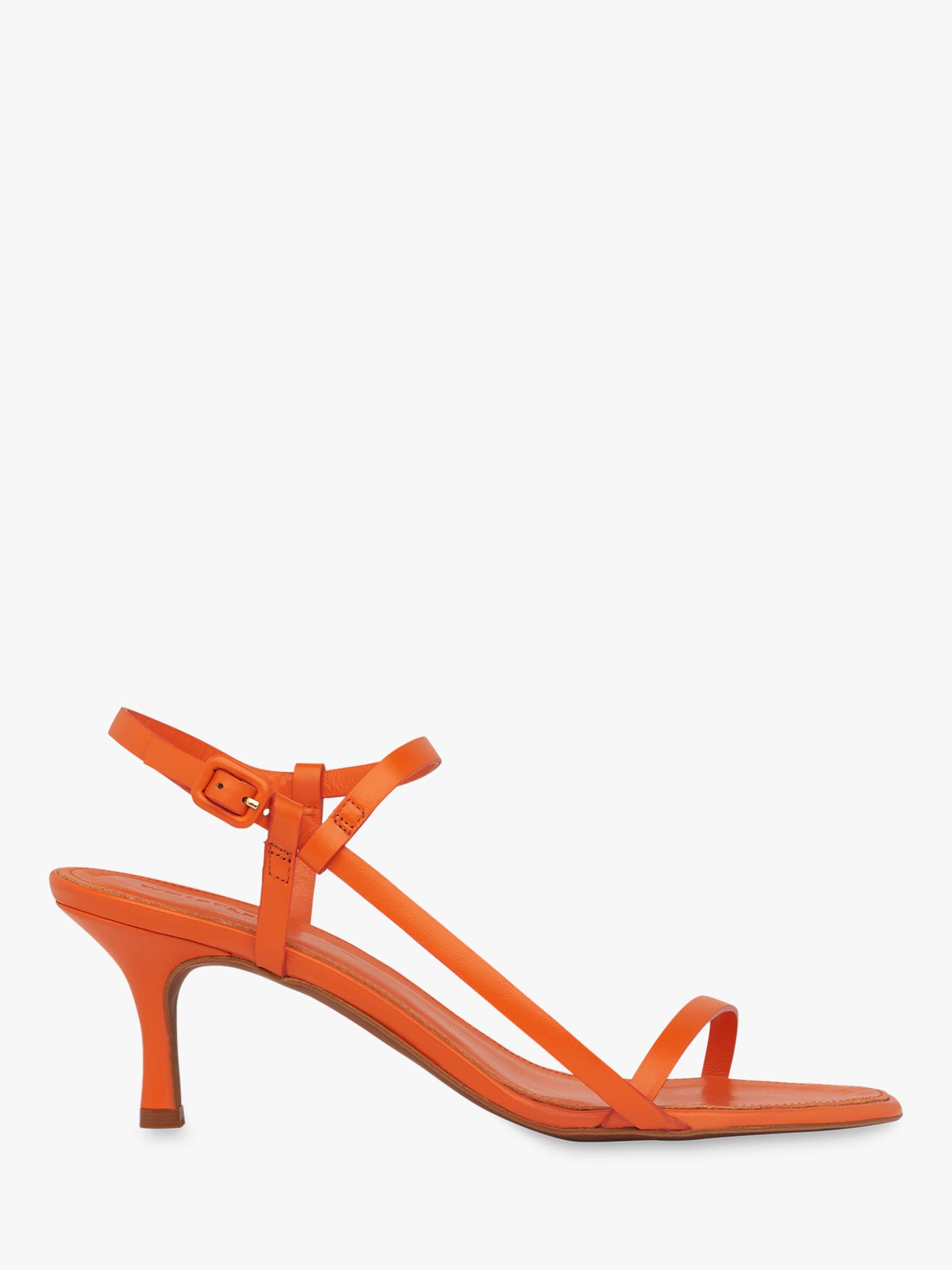 Whistles Milana Leather Stiletto Sandals, Orange at John Lewis & Partners