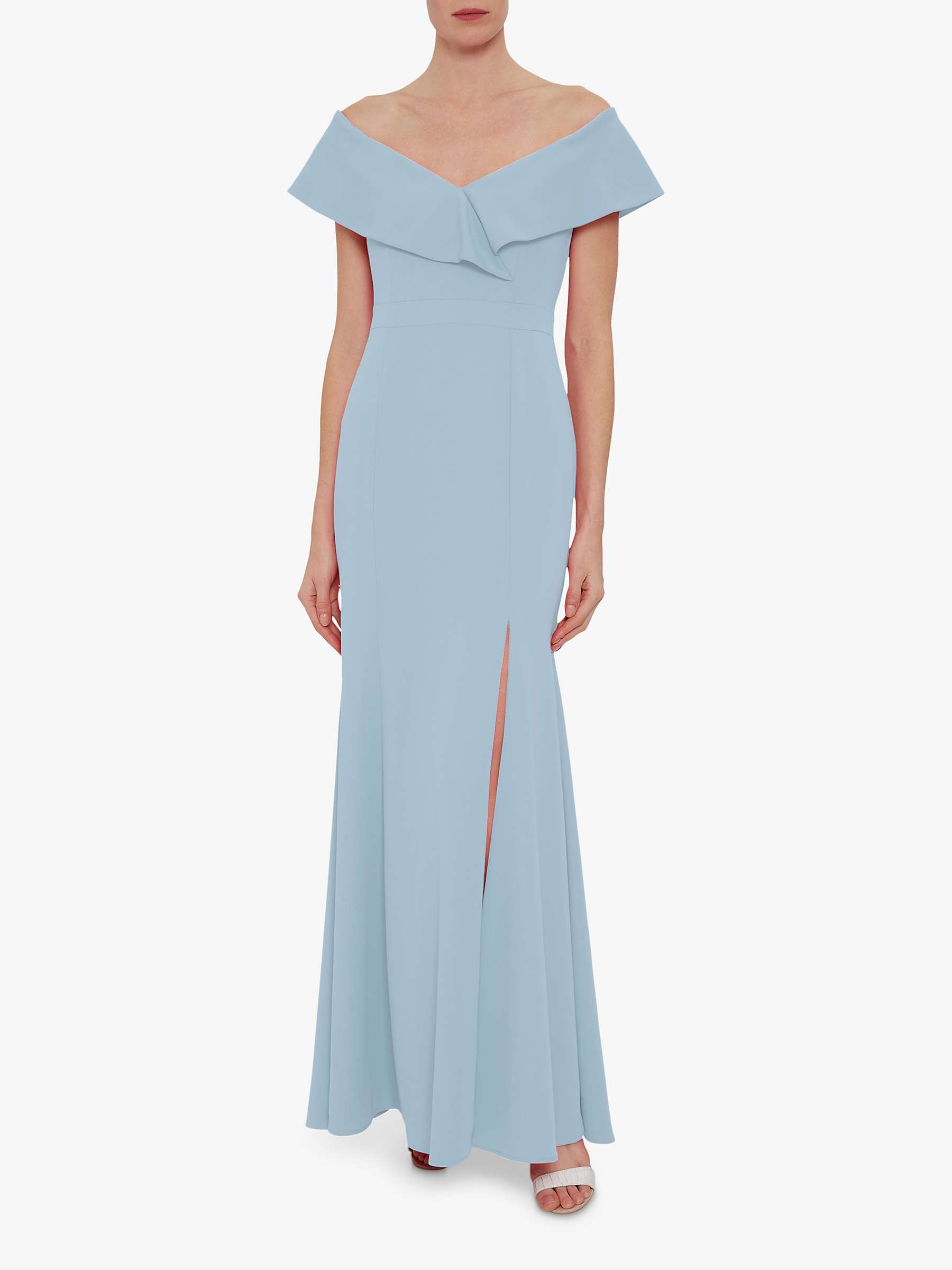 Gina Bacconi Maira Crepe Maxi Dress, Nordic Blue at John Lewis & Partners