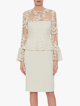 Gina Bacconi Shelly Lace and Crepe Dress, Butter Cream