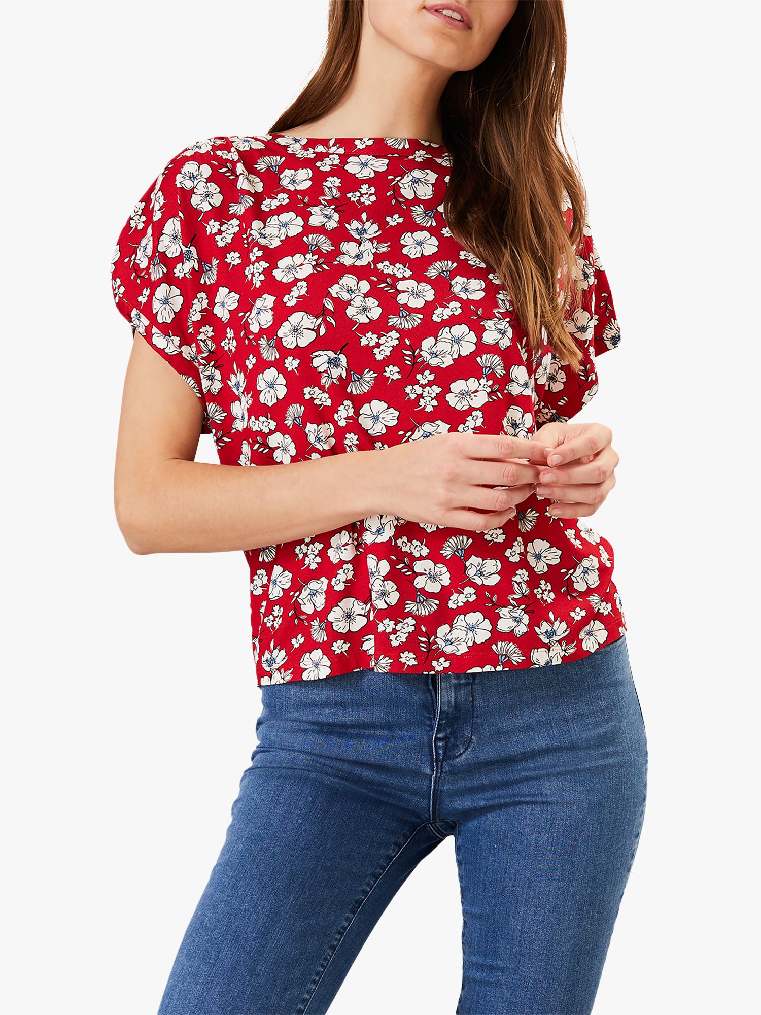 Phase Eight Bessie Floral Print Top, Red