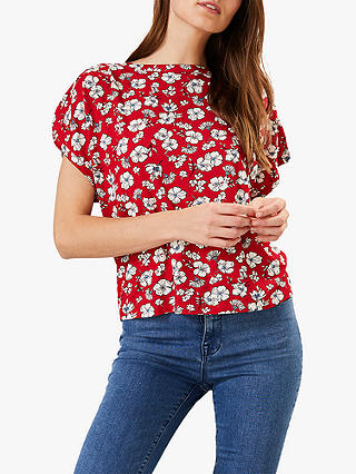 Phase Eight Bessie Floral Print Top, Red