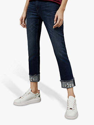 Ted Baker Pralina Embroidered Daisy Jeans, Dark Blue