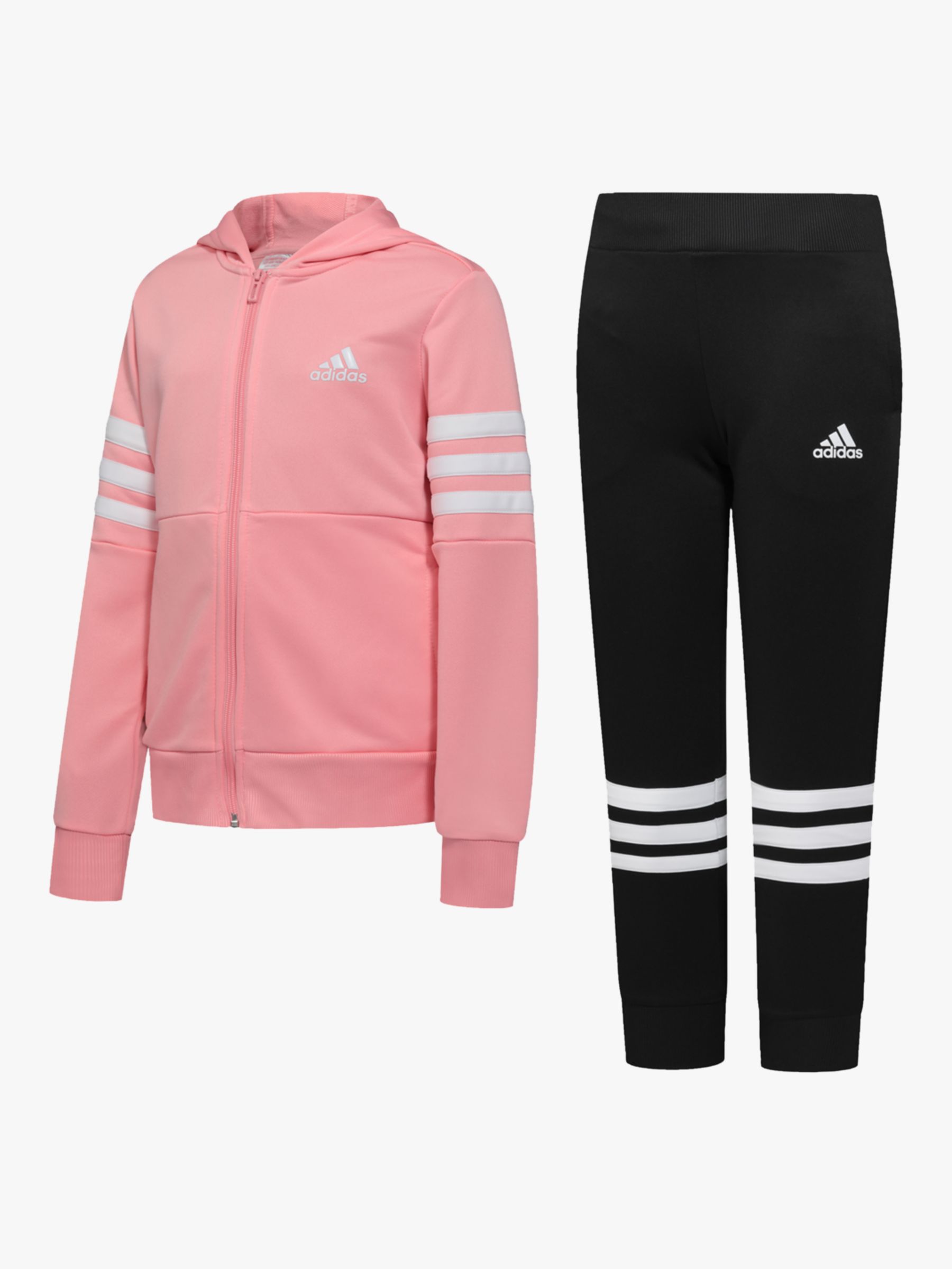 adidas Girls' Tracksuit Set, Pink/Black 