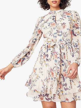 Oasis Tiered Floral Dress, Natural/Multi