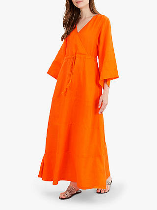 Jaeger Linen Gauze Dress, Orange