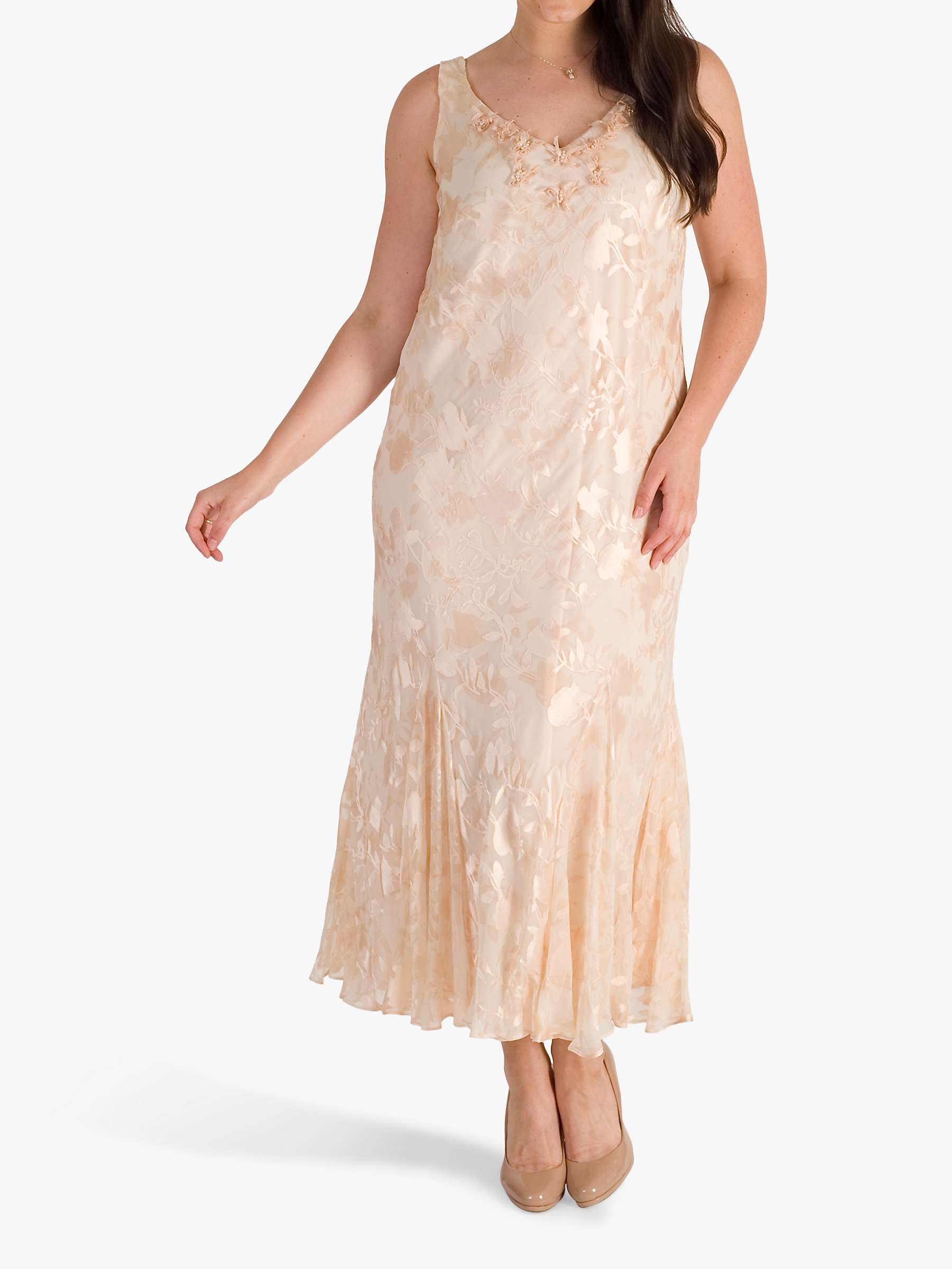 Buy chesca Beaded Applique Trim Printed Devoree Dress, Blush Online at johnlewis.com